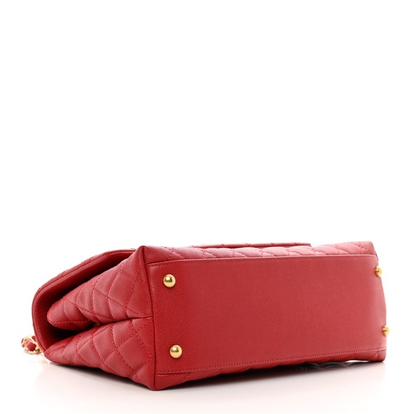 CHANEL Caviar Quilted Small Coco Handle Flap Red - Picture 3 of 7